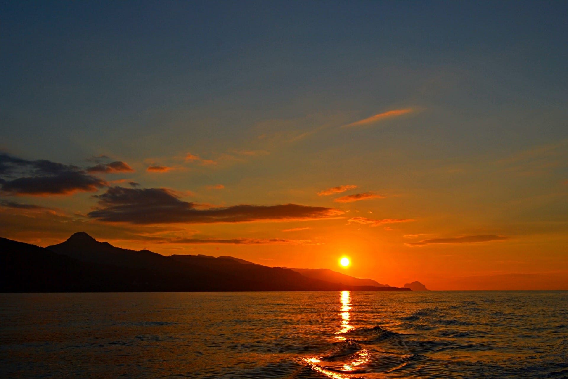 Sunset boat trip toward Galešnjak island on the Adriatic
