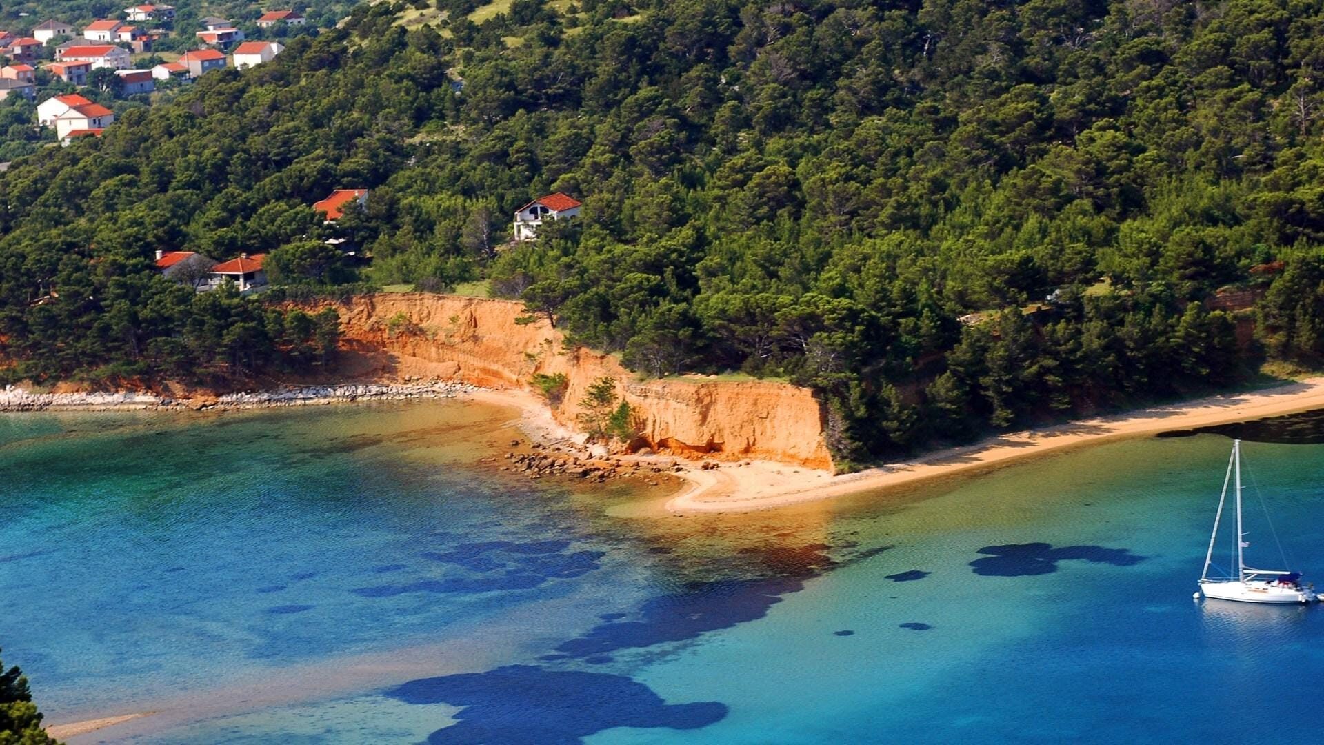 Excursion to Vrgada island — pine forest, sandy beach and calm sea